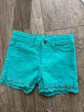 Harvest Turquoise Crochet Hem Girls' Shorts